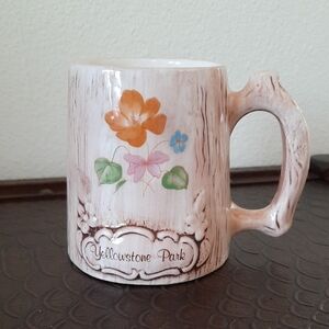 Treasure Craft Floral Ceramic Mug - Yellowstone Park Souvenir